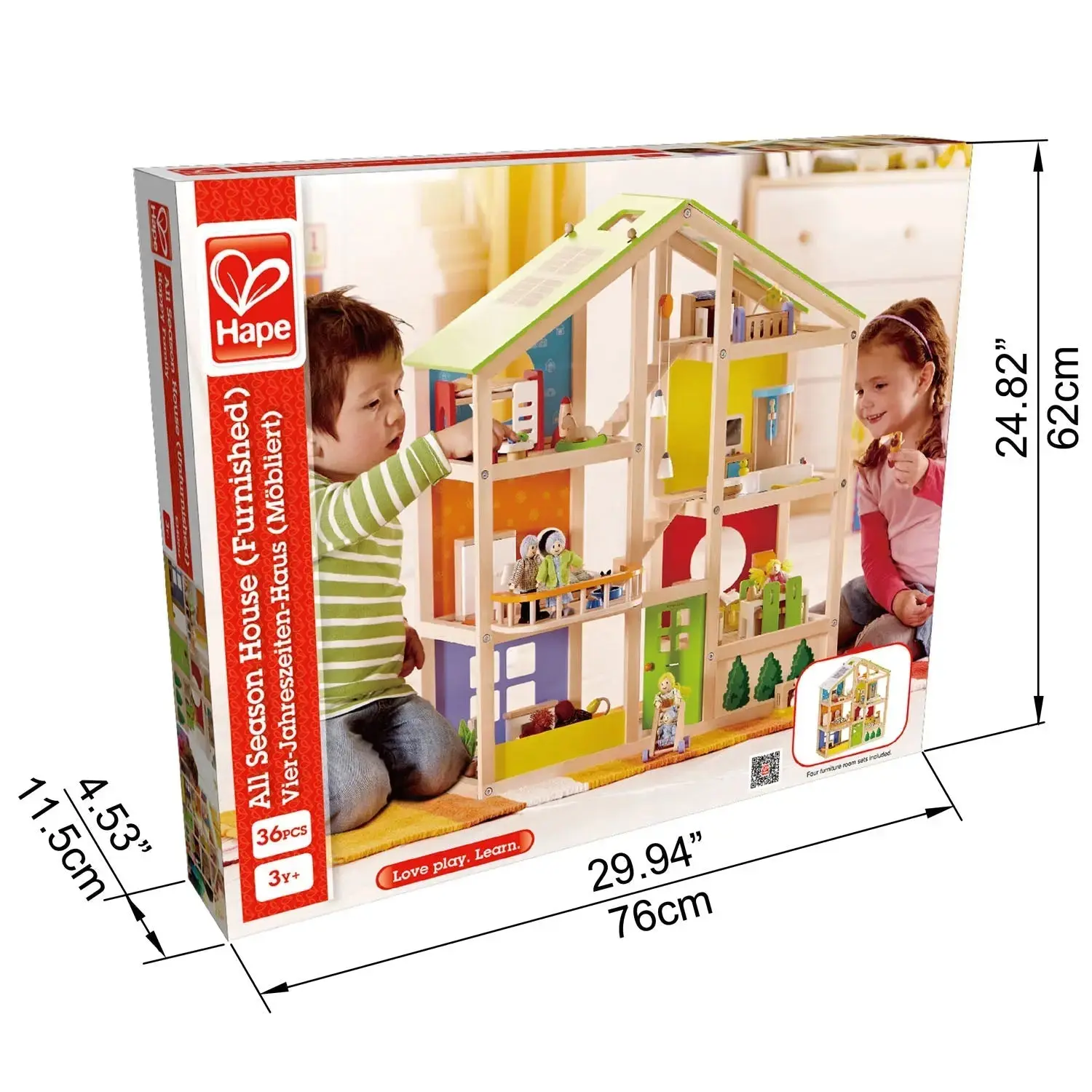 Hape All Seasons Kids Wooden Dollhouse - Image 4