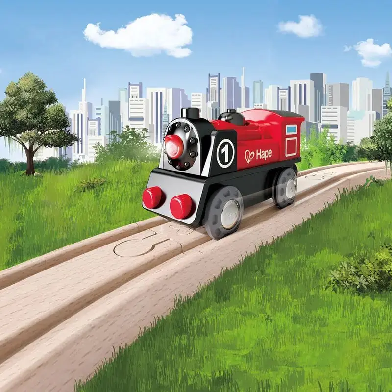 Hape Wooden Railway Battery Powered Engine No. 1 Kid's Train Engine - Image 3