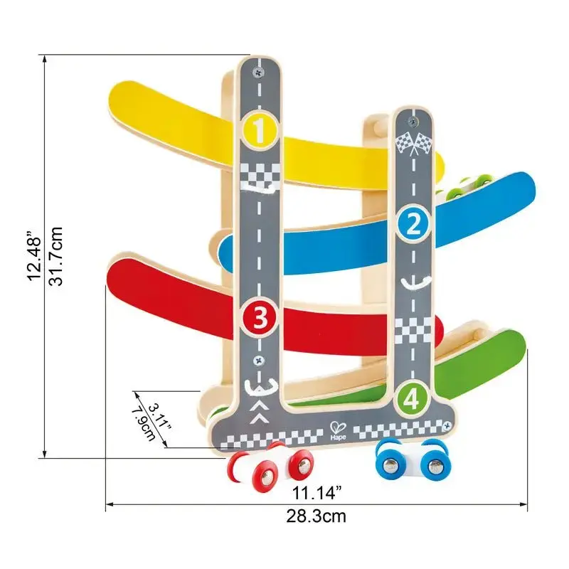 Hape Fast Flip Kid's Wooden Racetrack Toy - Image 3