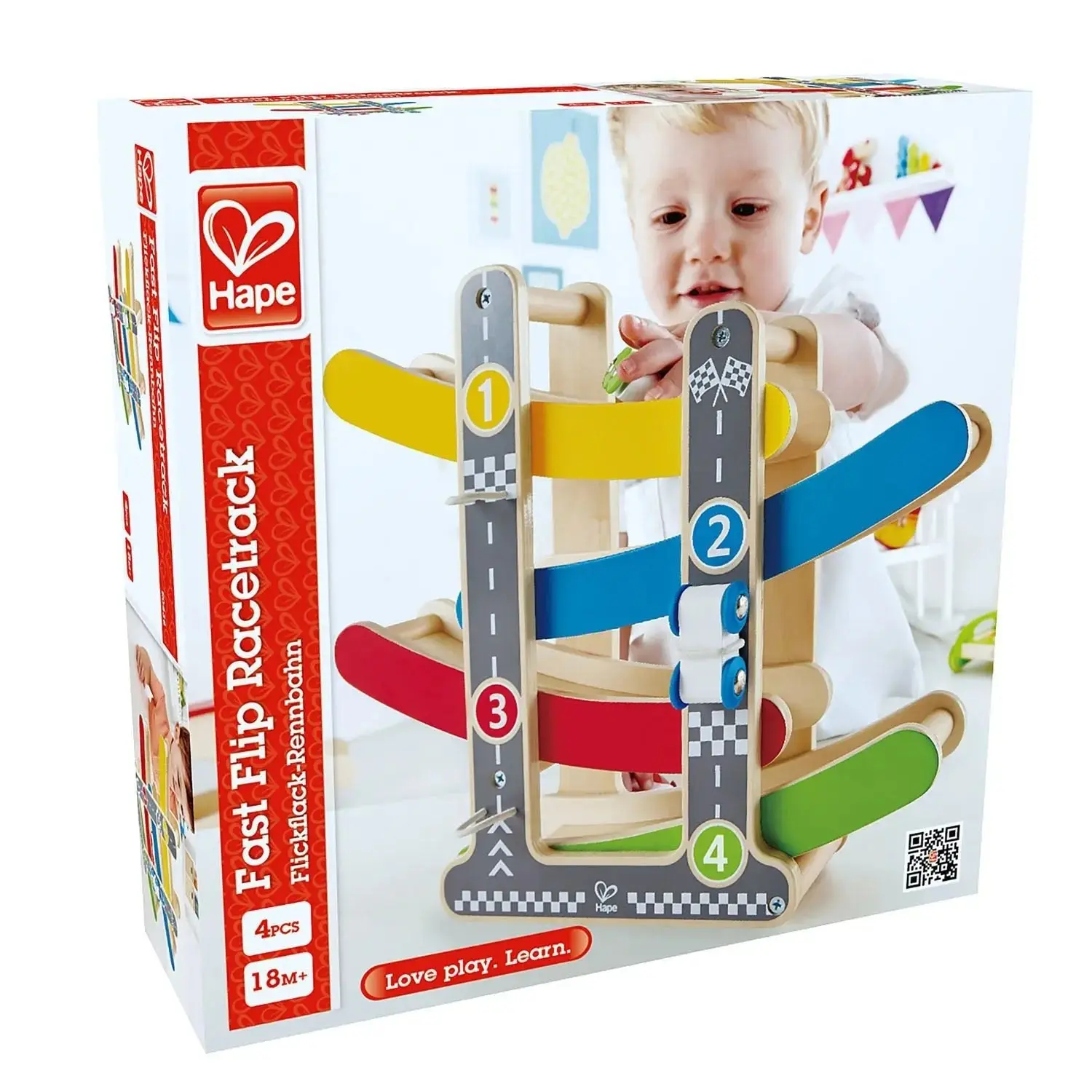 Hape Fast Flip Kid's Wooden Racetrack Toy - Image 5