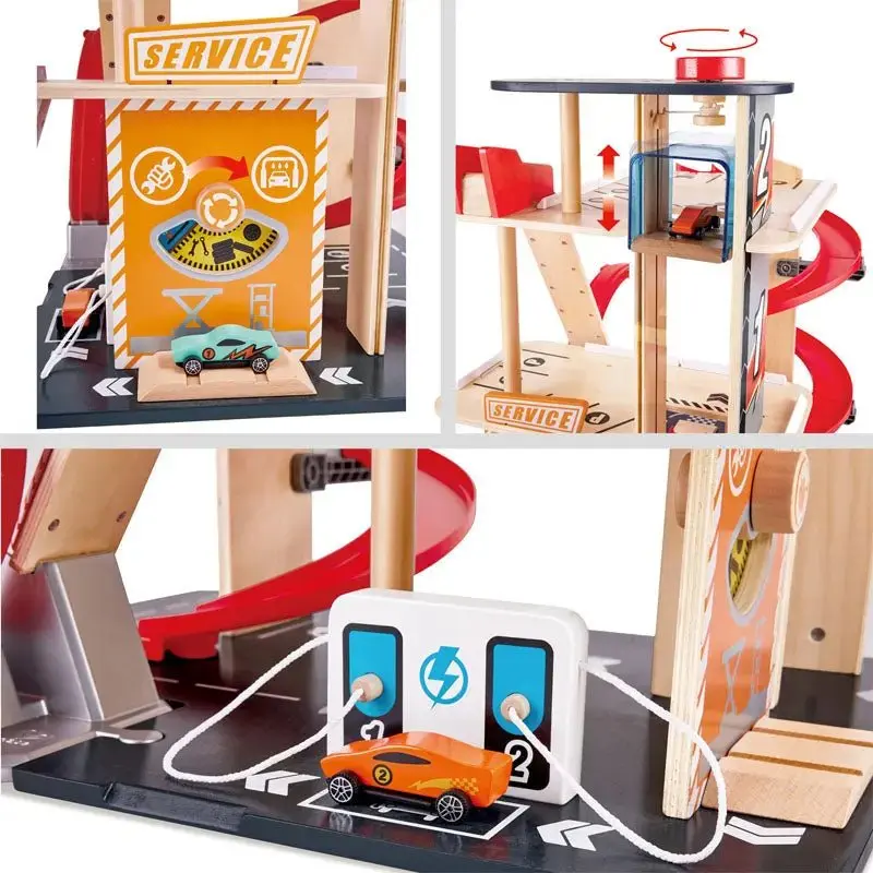 Hape Gearhead Stunt Garage Wooden High Rise Car Parking Lot - Image 6