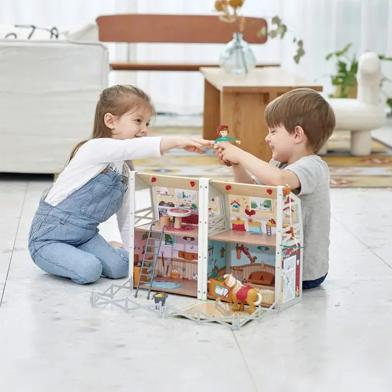 Hape Pony Ranch Barn Stable Club Playset Doll House - Image 3
