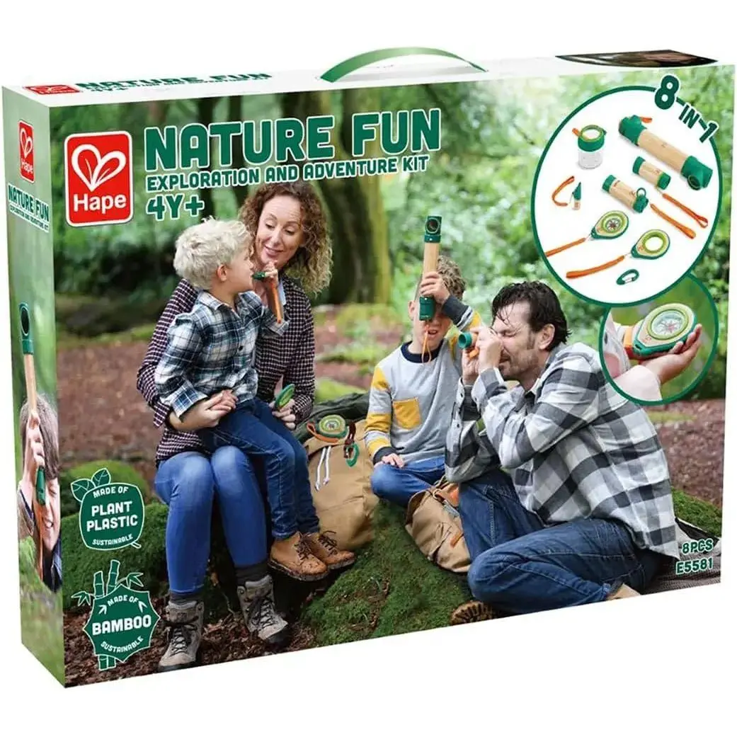 Hape 8 in 1 Nature Fun Kids Plastic Explorer Kit, Working Flashlight, Telescope, Compass, Periscope, and Specimen Jar - Image 5