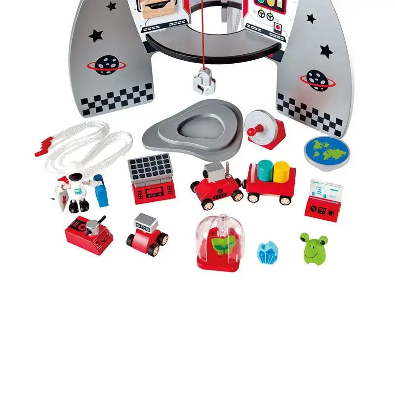 Hape Four-Stage 20 Piece Durable Wooden Rocket and Spaceship - Image 3