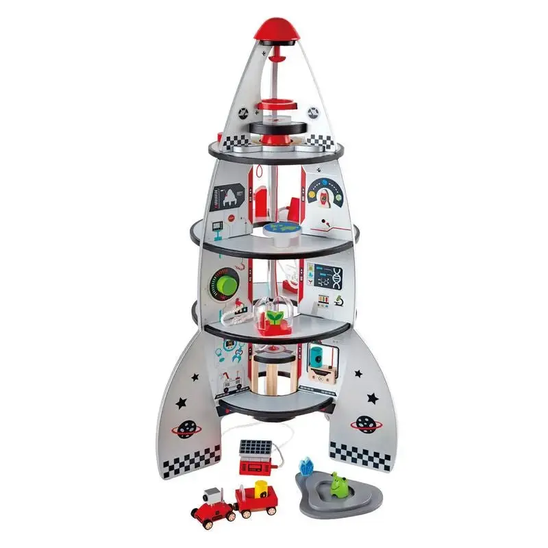Hape Four-Stage 20 Piece Durable Wooden Rocket and Spaceship - Image 4