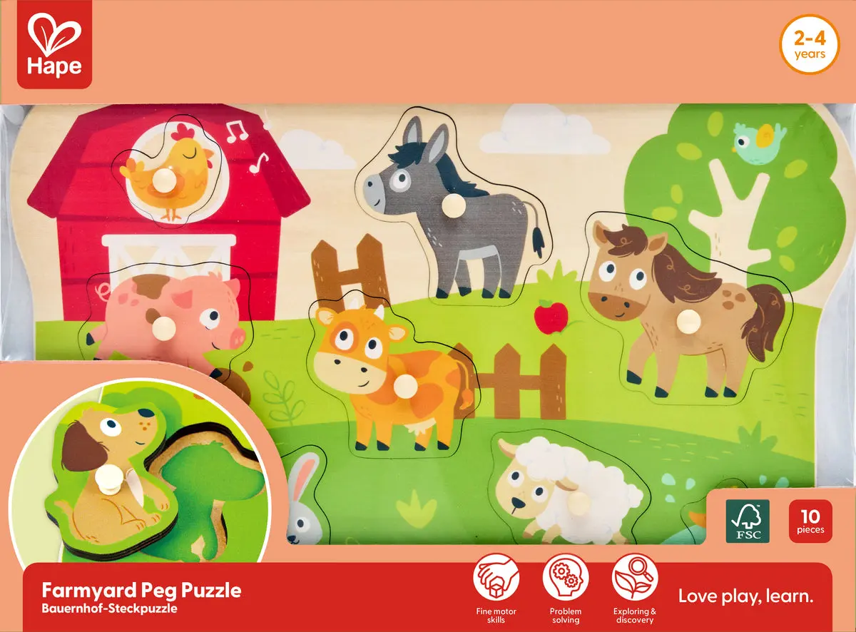 Hape Farm Animals Peg Puzzle - Image 3
