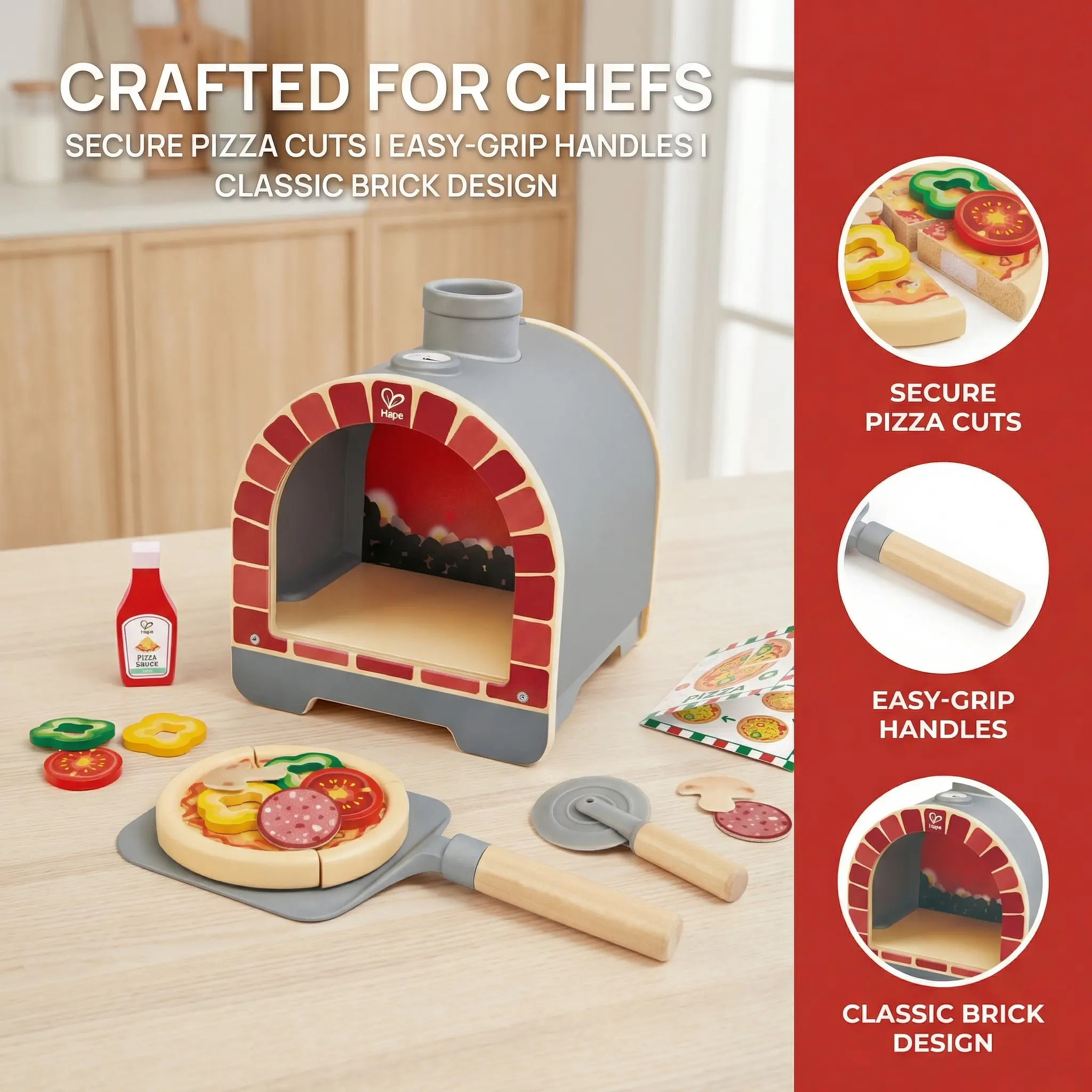 Hape Light & Sizzle Pizza Oven Set - Image 3