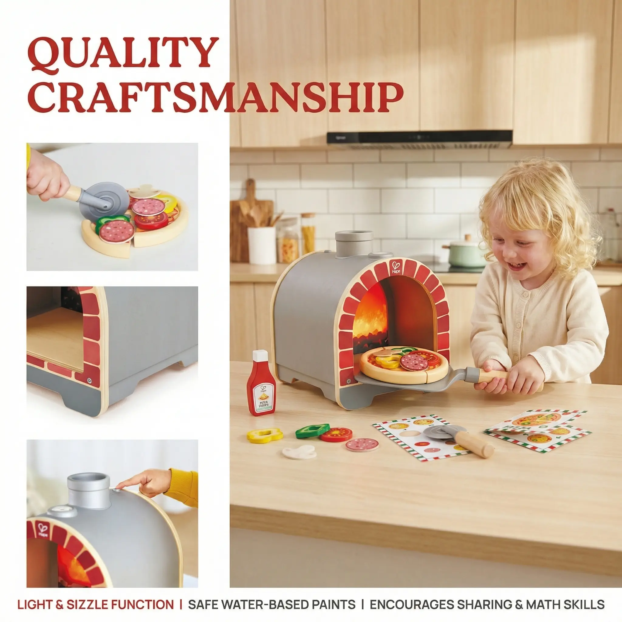 Hape Light & Sizzle Pizza Oven Set - Image 4