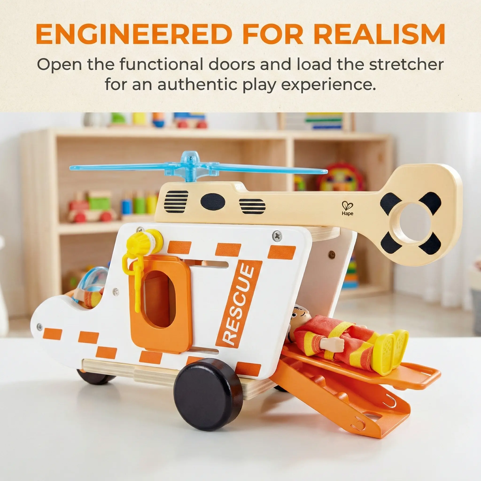 Hape Rapid Response Toy Ambulance - Image 6