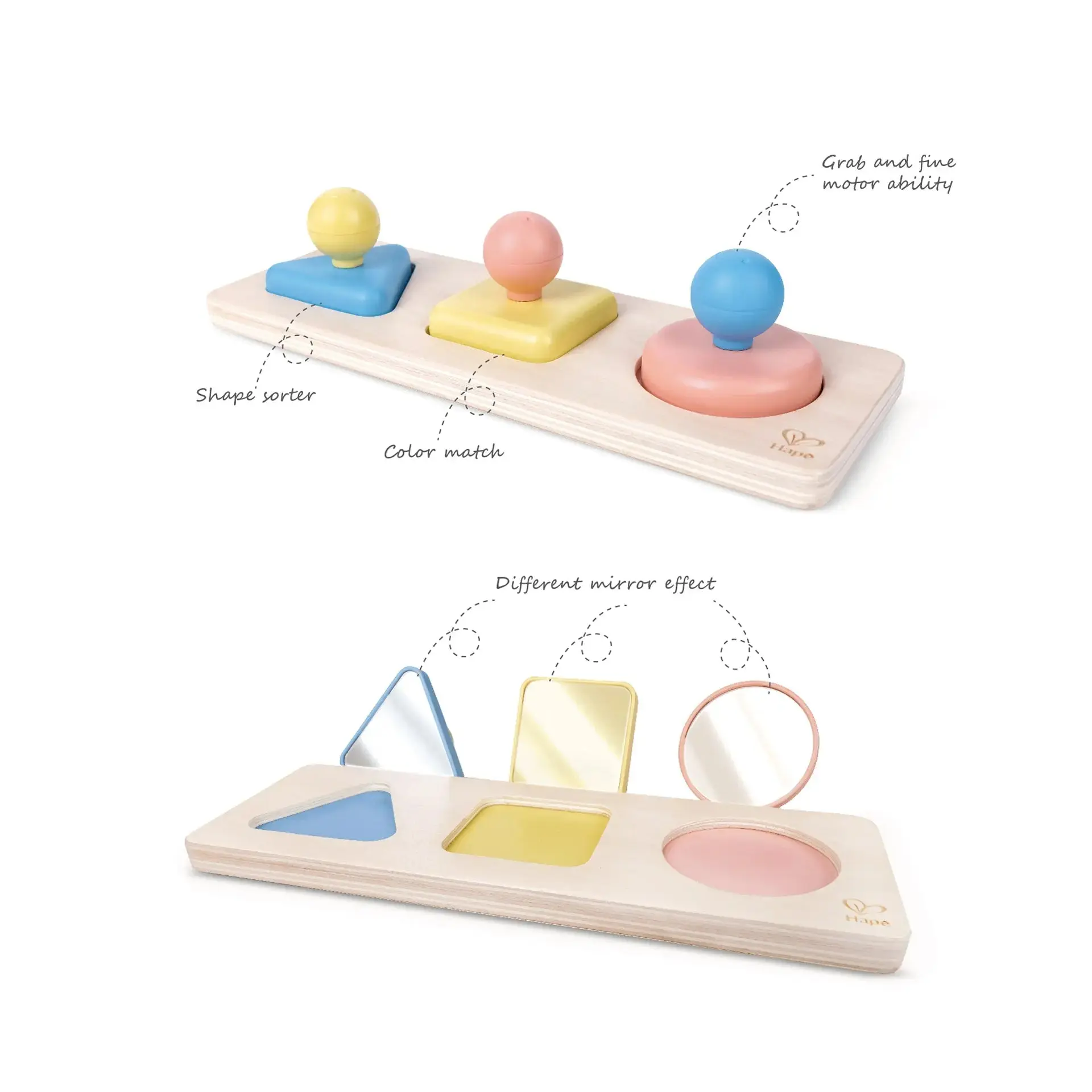 Hape Montessori Mirror Shape Puzzle | Educational Sensory Toy With Color Effects For Babies Ages 10+ Months - Image 3