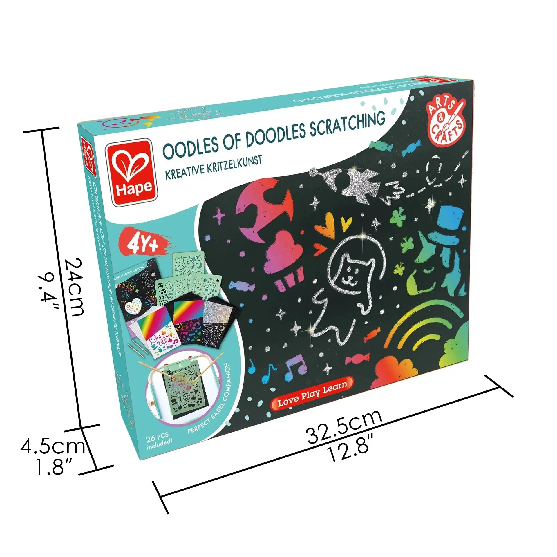 Hape Oodles of Doodles Scratching - Scratch Art Set for Kids - Rainbow Scratch Art Paper with Wooden Stylus - Image 5