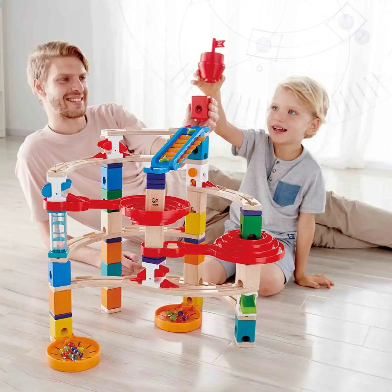 Hape Quadrilla Super Spirals Wooden Marble Run Blocks - Image 3