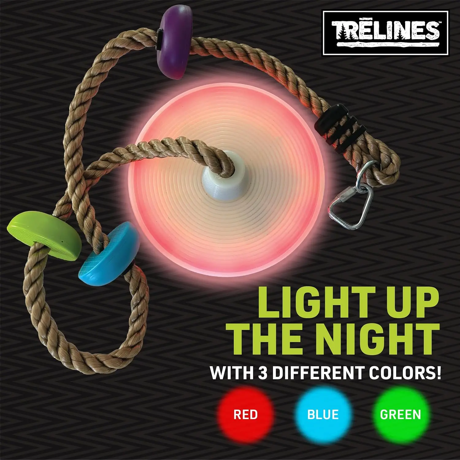 Trelines LED Climbing Rope Swing 6ft, Maximum Weight Recommendation 500 lbs - Image 2