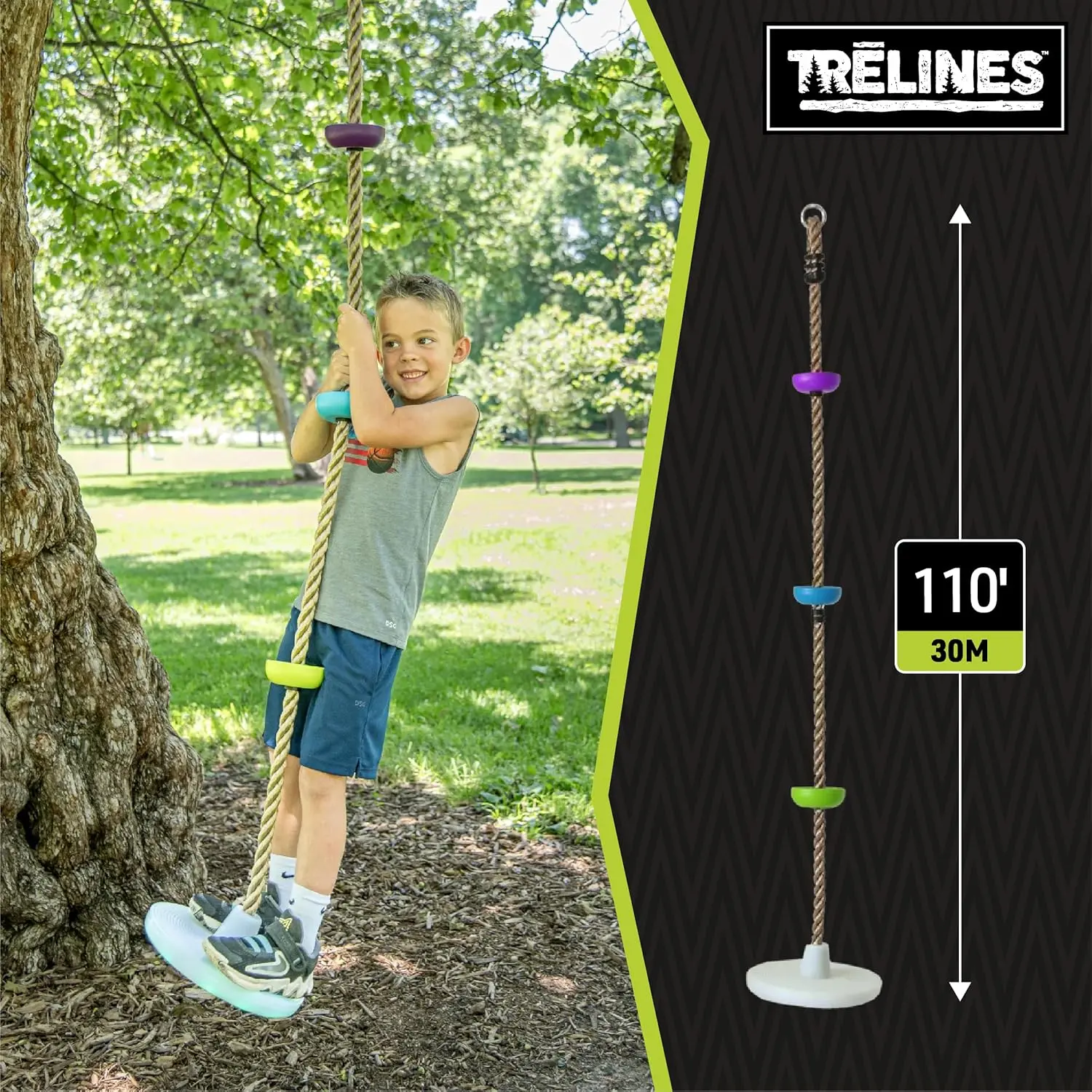 Trelines LED Climbing Rope Swing 6ft, Maximum Weight Recommendation 500 lbs - Image 5