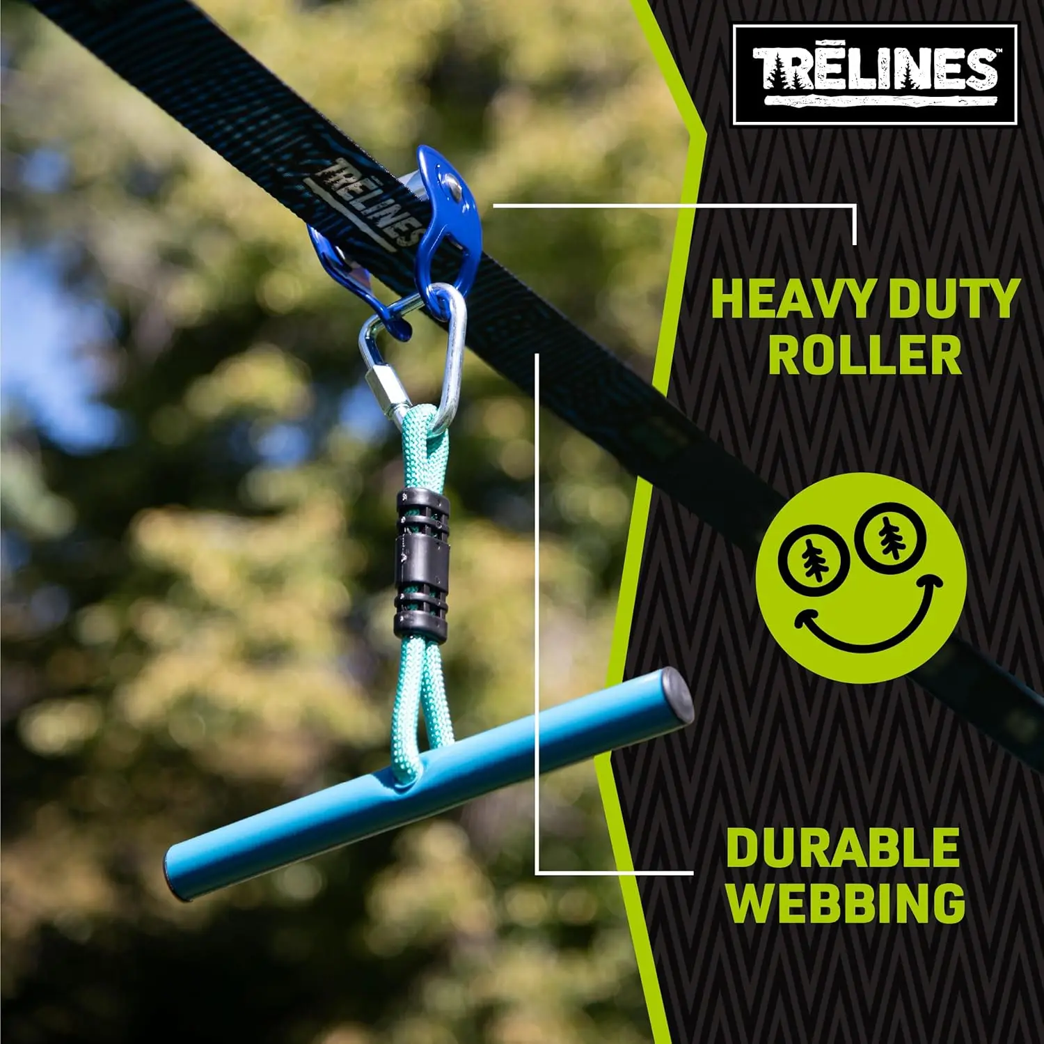 Trelines Ninja Rollerline for Kids Backyard Warrior Course - Simple T-Bar Ride - Easy to Hold & Ride, Max Weight 250lbs - Image 2