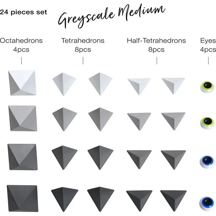 Trido Monochromatic Magnetic Art 3D Shapes Medium 24-Piece - Image 2