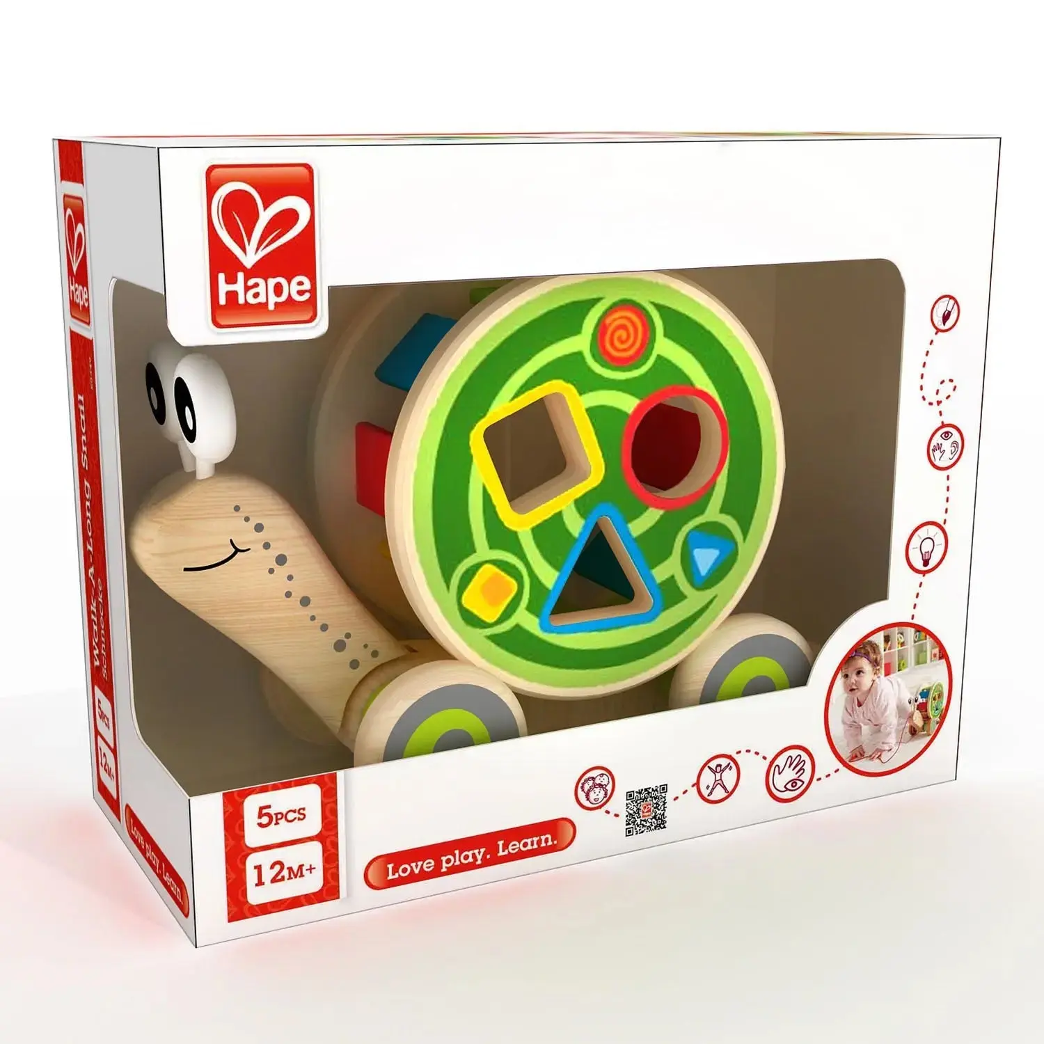 Hape Walk-A-Long Snail Toddler Wooden Pull Toy - Image 6
